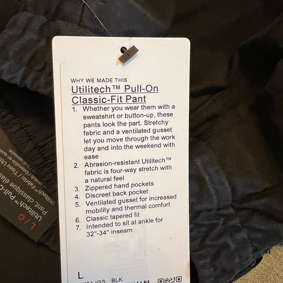 NEW with tags- Lululemon classic ulitech pants in black - Picture 3 of 4